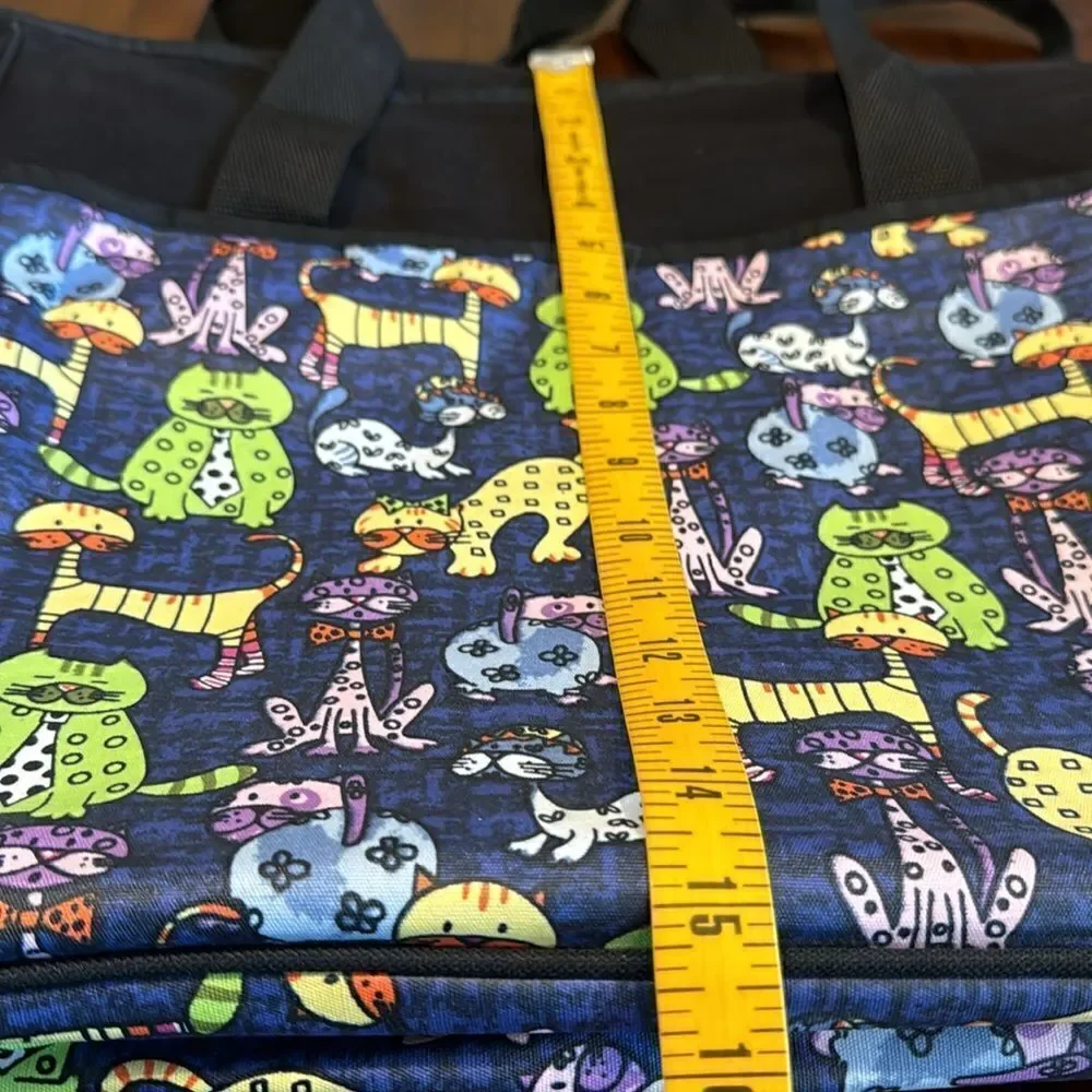 Whimsical Kitty Cat Large Duffel Tote Bag
